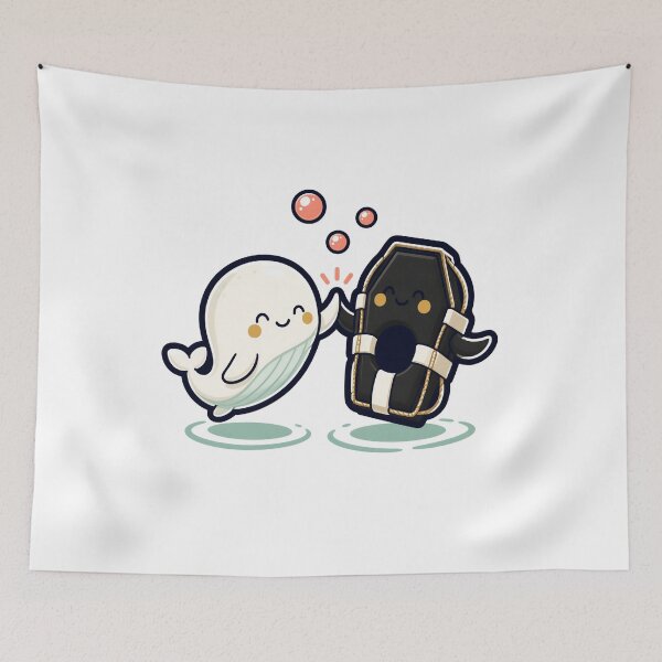 Aperçu de l'œuvre Moby Dick : Baleine blanche et cercueil High Five créée et vendue par Fenay Designs.