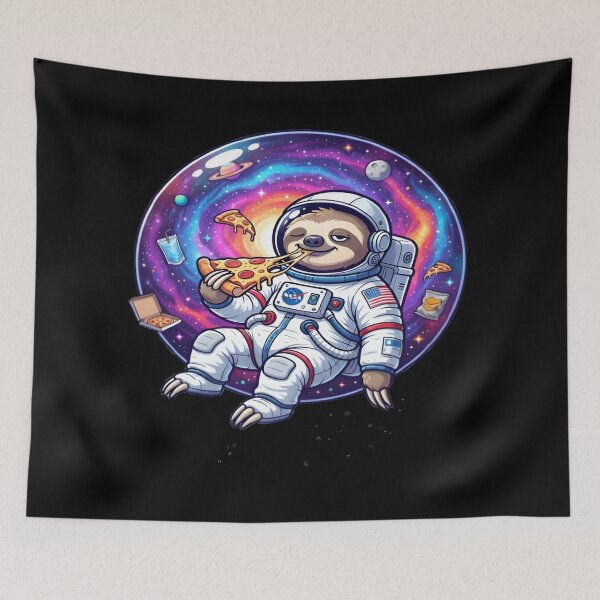 Item preview, Space Sloth Astronaut Eating Pizza Cosmic Art designed and sold by DailySparks.