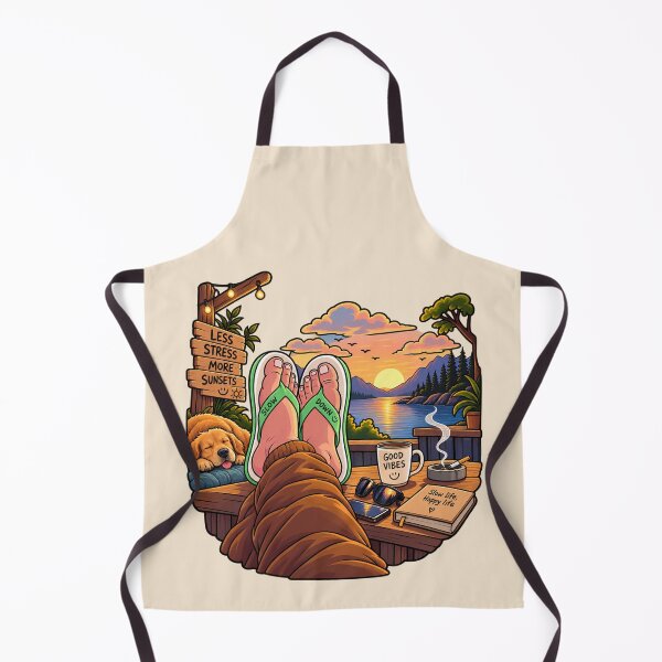Item preview, Slow Living Sunset – Cozy Lake Retreat Relaxation Cartoon designed and sold by waikibi ⭐⭐⭐⭐.