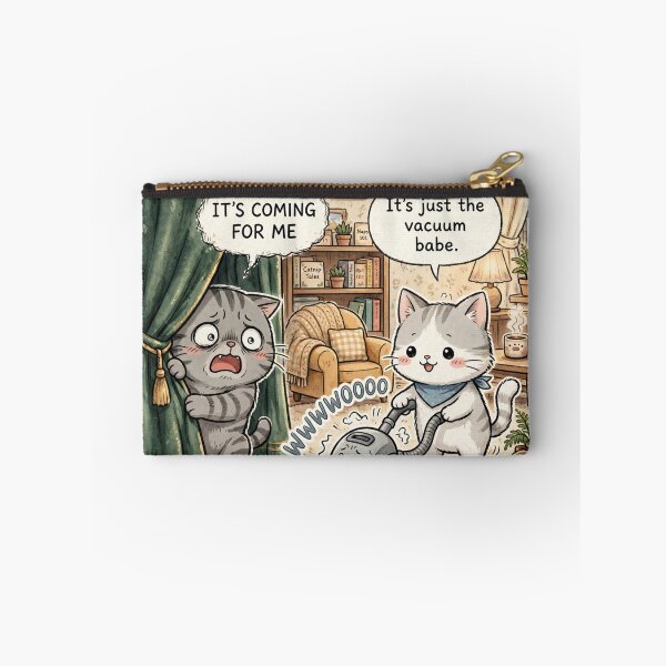 Item preview, Kawaii Chibi Cats Vacuum Terror - It's Coming For Me Funny Cat Meme designed and sold by MAISON SYLVIE.