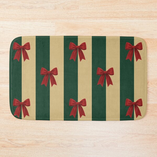 Item preview, Red Velvet Bows Green Striped Christmas Pattern designed and sold by GemsAnatomy.
