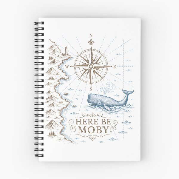 Item preview, Moby Dick: Here Be Moby Nautical Map designed and sold by Fenay Designs.