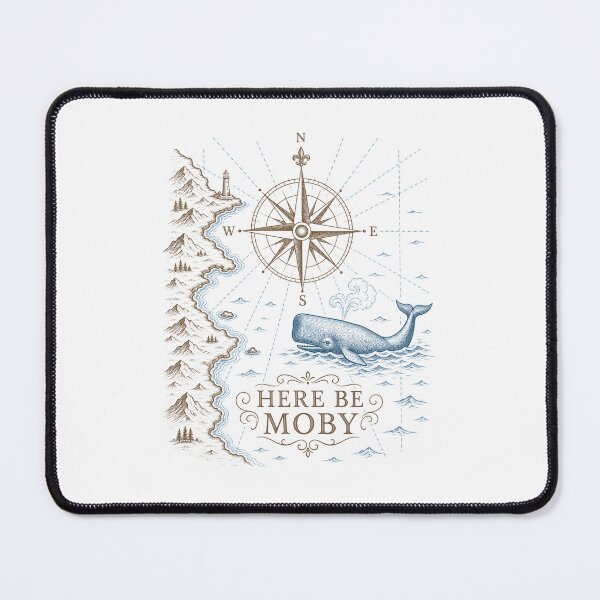 Item preview, Moby Dick: Here Be Moby Nautical Map designed and sold by Fenay Designs.
