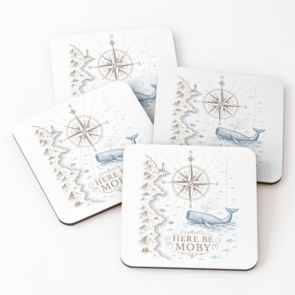 Item preview, Moby Dick: Here Be Moby Nautical Map designed and sold by Fenay Designs.