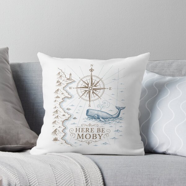 Item preview, Moby Dick: Here Be Moby Nautical Map designed and sold by Fenay Designs.
