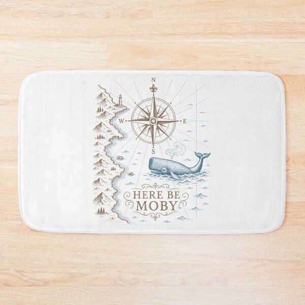 Item preview, Moby Dick: Here Be Moby Nautical Map designed and sold by Fenay Designs.