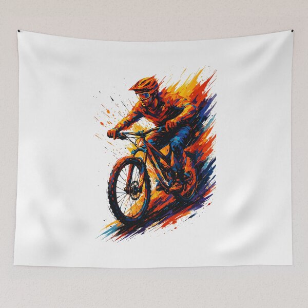 Item preview, Mountain biking, mountain biker, MTB, cool, vibrant colors, gift designed and sold by Pineapple-Tree.