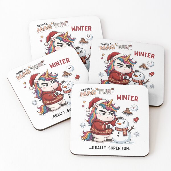 Item preview, Funny Sarcastic Grumpy Christmas Unicorn Building Snowman Magical Winter Design designed and sold by Sitred123.