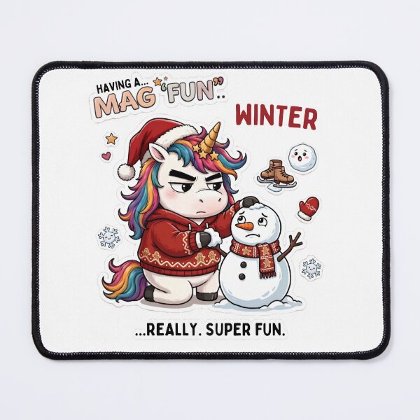 Item preview, Funny Sarcastic Grumpy Christmas Unicorn Building Snowman Magical Winter Design designed and sold by Sitred123.