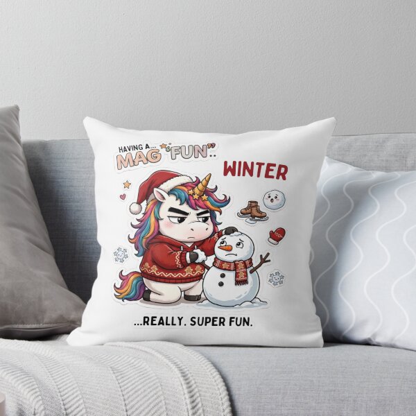 Item preview, Funny Sarcastic Grumpy Christmas Unicorn Building Snowman Magical Winter Design designed and sold by Sitred123.