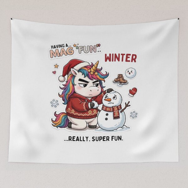 Item preview, Funny Sarcastic Grumpy Christmas Unicorn Building Snowman Magical Winter Design designed and sold by Sitred123.