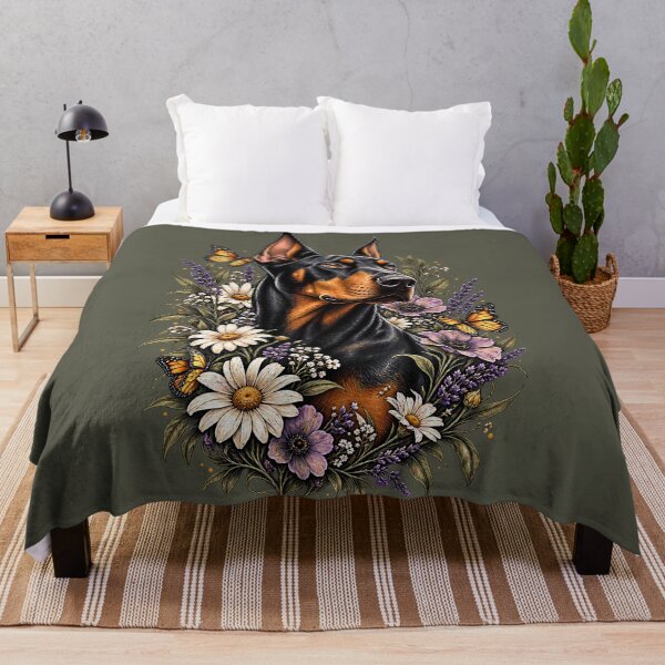 Item preview, Wildflower Doberman – Botanical Dog Art & Doberman Illustration designed and sold by AbderraimArt.