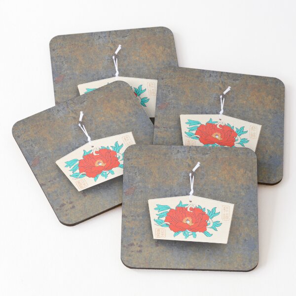 Item preview, Peony and Snake Wooden Ema Plaque designed and sold by MiraNadaPrints.