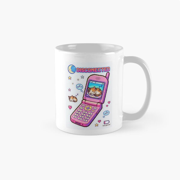 Item preview, Y2K Pixel Art Flip Phone Sleeping Cat Disconnected Sticker designed and sold by KreatoLab.