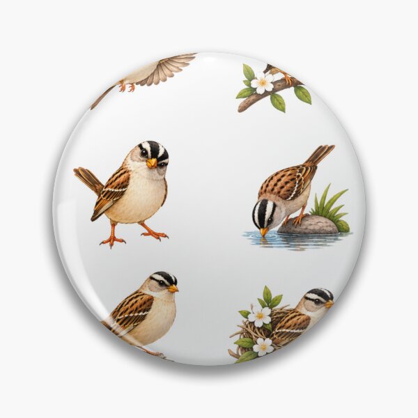 Item preview, Cute White Crowned Sparrow Nest Branch Aesthetics designed and sold by Rehnair.