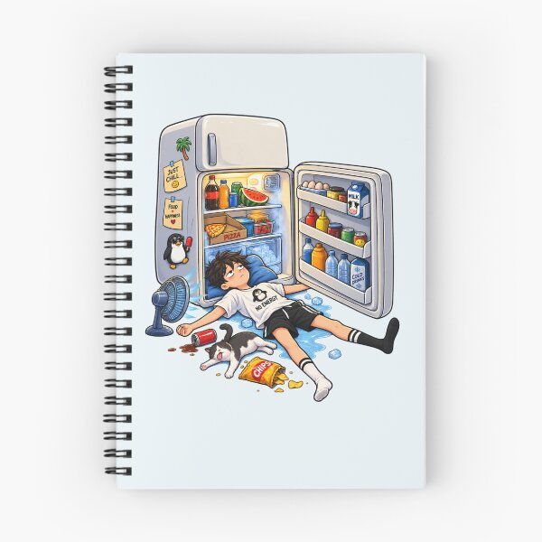 Item preview, No Energy Just Chill – Funny Person Sleeping in Refrigerator Cartoon designed and sold by waikibi ⭐⭐⭐⭐.
