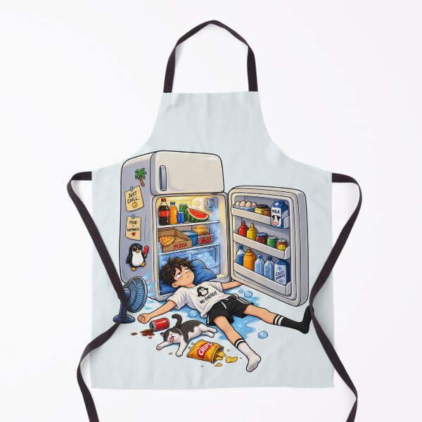 Item preview, No Energy Just Chill – Funny Person Sleeping in Refrigerator Cartoon designed and sold by waikibi ⭐⭐⭐⭐.