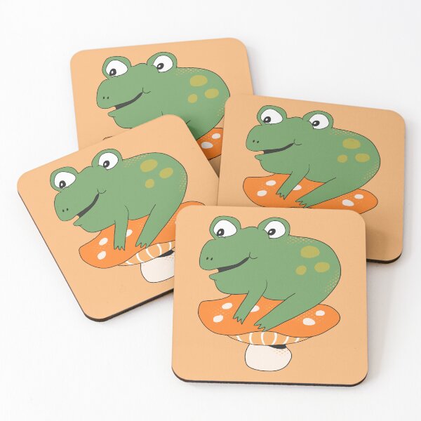 Item preview, Bean the Frog on Toadstool (Orange) designed and sold by yellowflowerhut.
