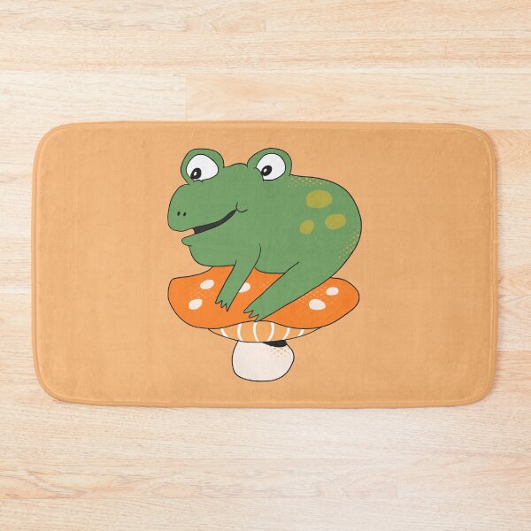 Item preview, Bean the Frog on Toadstool (Orange) designed and sold by yellowflowerhut.