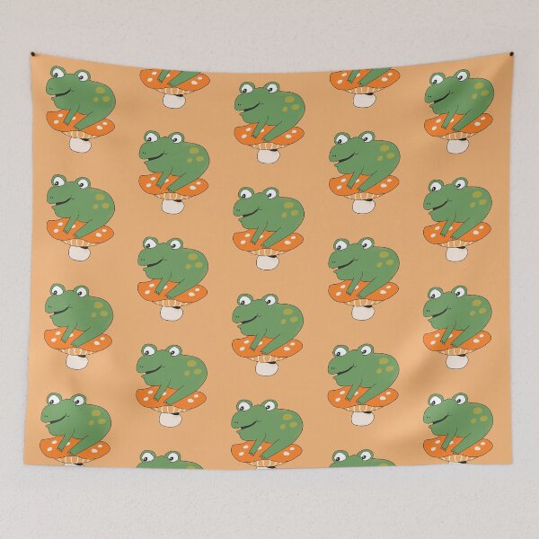 Item preview, Bean the Frog on Toadstool (Orange) designed and sold by yellowflowerhut.
