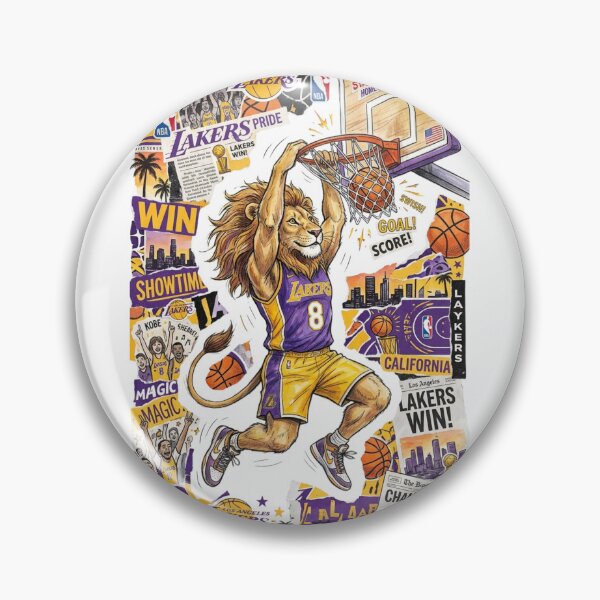 Item preview, Los Angeles Basketball Lion Slam Dunk Collage Art designed and sold by annaarthk.