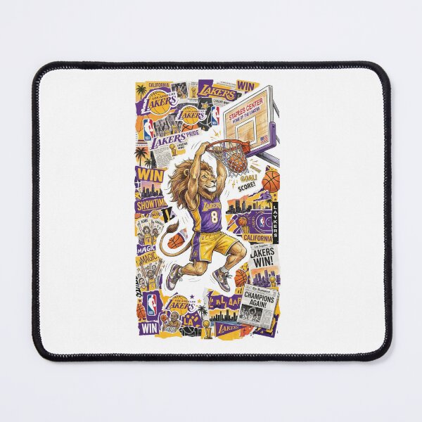 Item preview, Los Angeles Basketball Lion Slam Dunk Collage Art designed and sold by annaarthk.