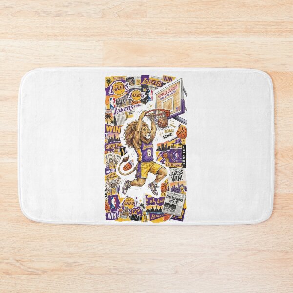 Item preview, Los Angeles Basketball Lion Slam Dunk Collage Art designed and sold by annaarthk.