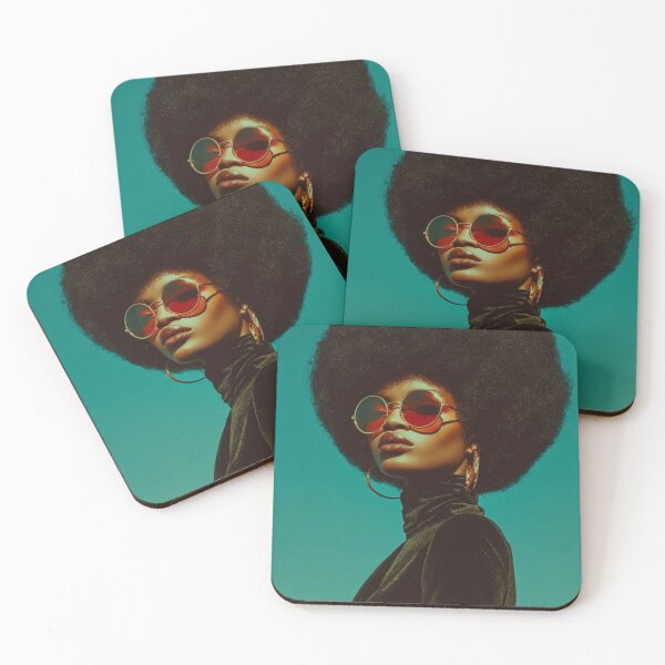 Item preview, Afro Woman Aesthetic – Retro Black Girl Fashion Portrait designed and sold by EatPrayLive.