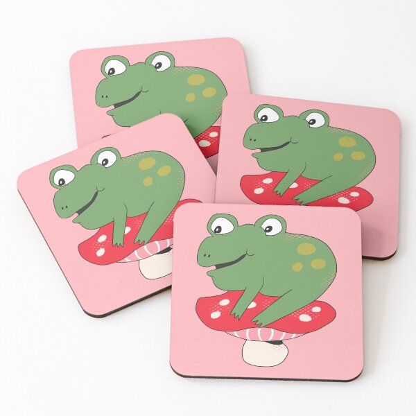 Item preview, Bean the Frog on Toadstool (Red) designed and sold by yellowflowerhut.