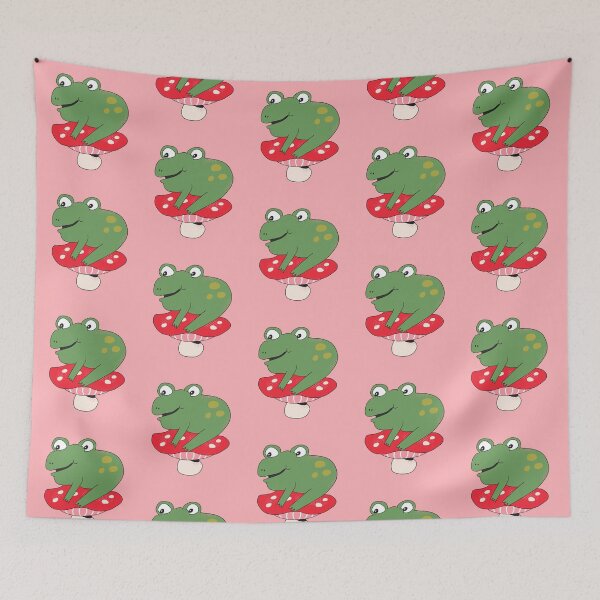 Item preview, Bean the Frog on Toadstool (Red) designed and sold by yellowflowerhut.