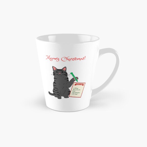 Item preview, Meowy Christmas Gray Cat Writing Christmas Wish List designed and sold by MYCatStuff.