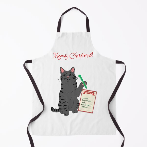 Item preview, Meowy Christmas Gray Cat Writing Christmas Wish List designed and sold by MYCatStuff.