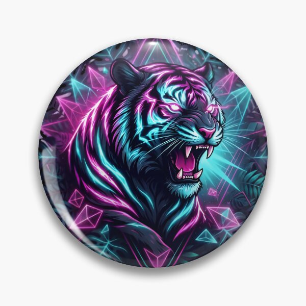 Item preview, Neon Cyberpunk Tiger Tropical Synthwave Art designed and sold by DailySparks.