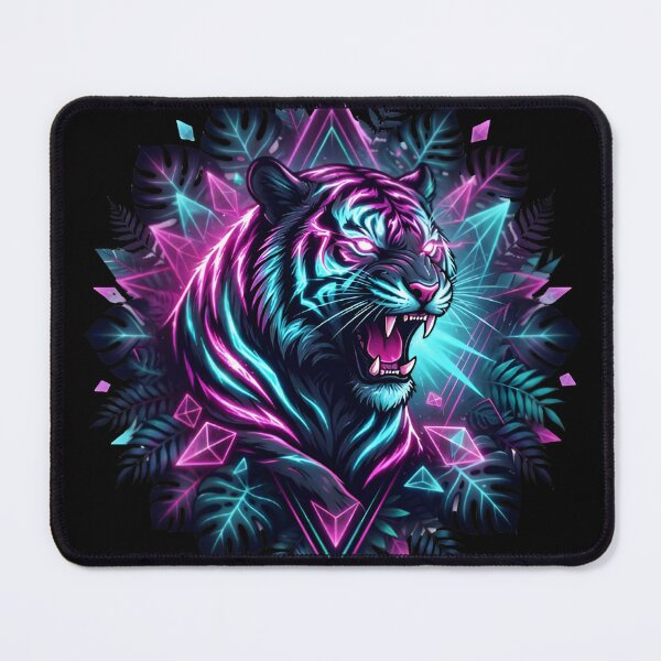 Item preview, Neon Cyberpunk Tiger Tropical Synthwave Art designed and sold by DailySparks.