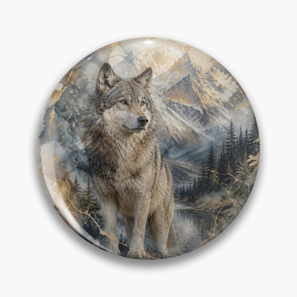 Item preview, Gray Wolf Watercolor Mountains Wilderness designed and sold by pASob-dESIGN.