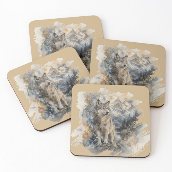 Item preview, Gray Wolf Watercolor Mountains Wilderness designed and sold by pASob-dESIGN.