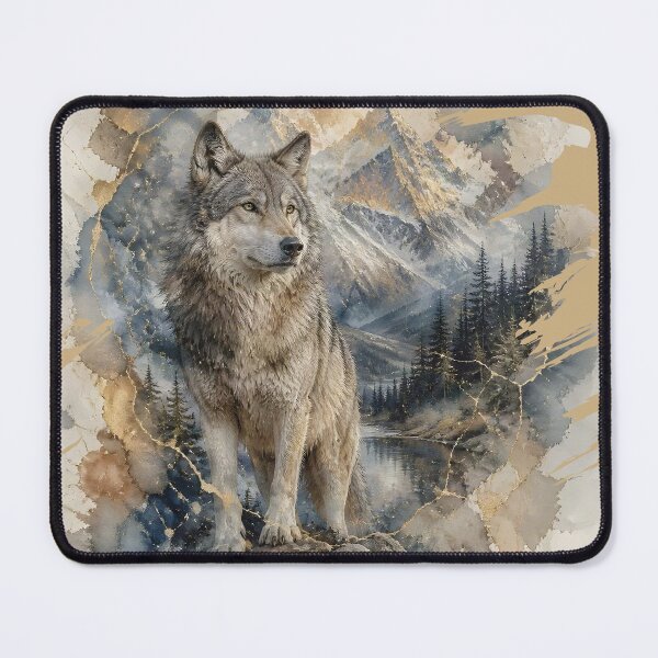 Item preview, Gray Wolf Watercolor Mountains Wilderness designed and sold by pASob-dESIGN.
