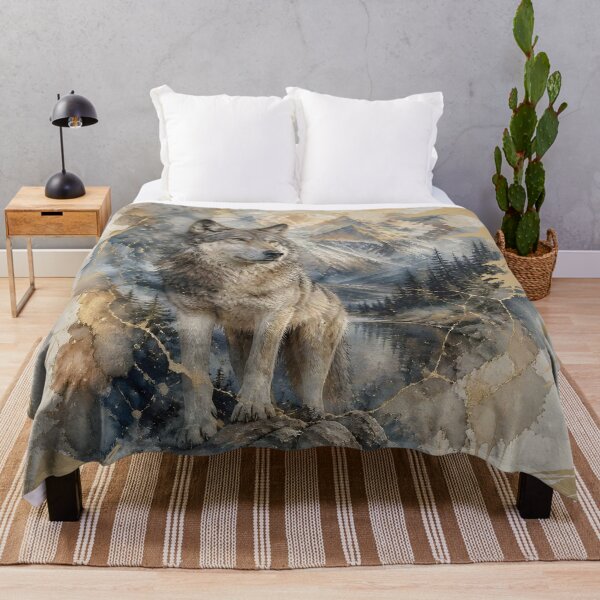 Item preview, Gray Wolf Watercolor Mountains Wilderness designed and sold by pASob-dESIGN.