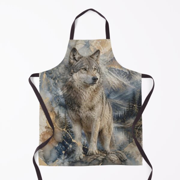 Item preview, Gray Wolf Watercolor Mountains Wilderness designed and sold by pASob-dESIGN.