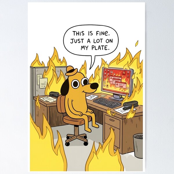 Item preview, Funny This Is Fine Meme Dog T-Shirt - Just A Lot On My Plate Office Humor designed and sold by jhgjykuo.