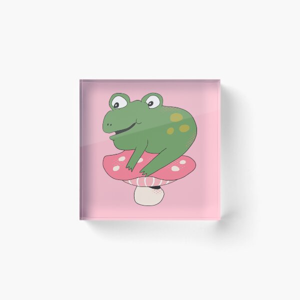 Item preview, Bean the Frog on Toadstool (Pink) designed and sold by yellowflowerhut.