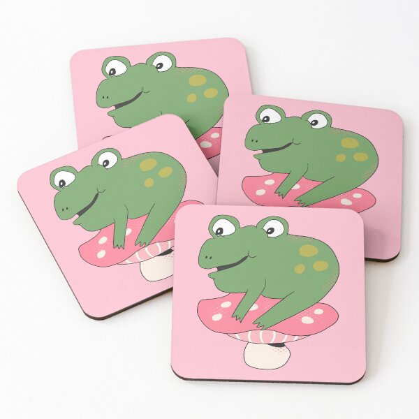 Item preview, Bean the Frog on Toadstool (Pink) designed and sold by yellowflowerhut.