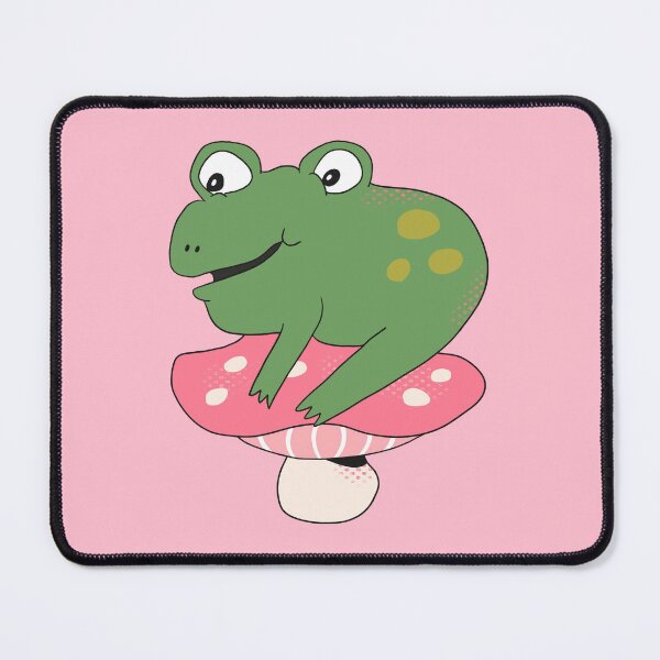 Item preview, Bean the Frog on Toadstool (Pink) designed and sold by yellowflowerhut.
