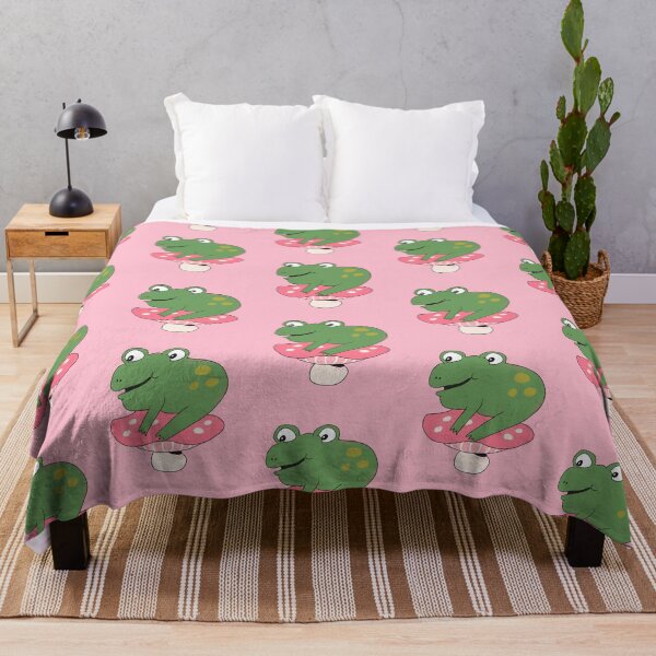 Item preview, Bean the Frog on Toadstool (Pink) designed and sold by yellowflowerhut.