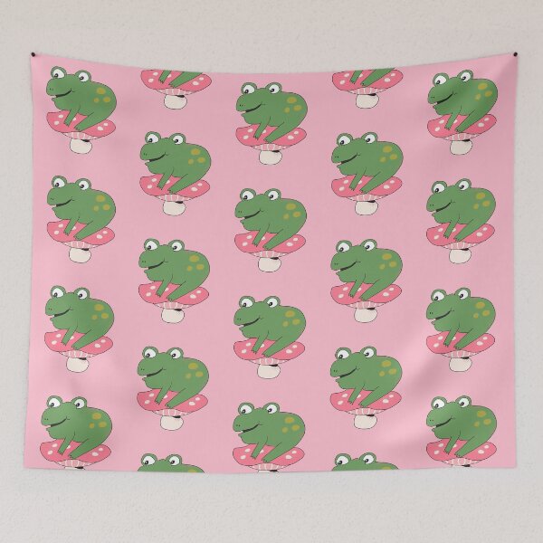 Item preview, Bean the Frog on Toadstool (Pink) designed and sold by yellowflowerhut.