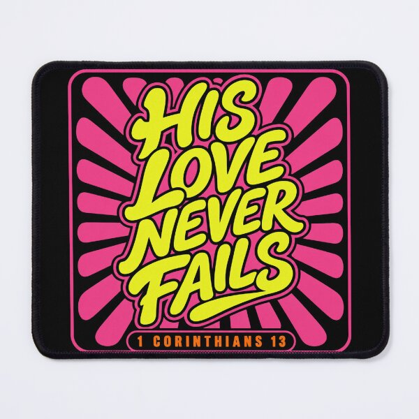 Item preview, His Love Never Fails 1 Corinthians 13 Retro Groovy Christian Pink Sunburst designed and sold by RickyHN7.