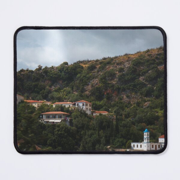 Item preview, Greek  mountain village under cloudy sky designed and sold by MMLK9394.