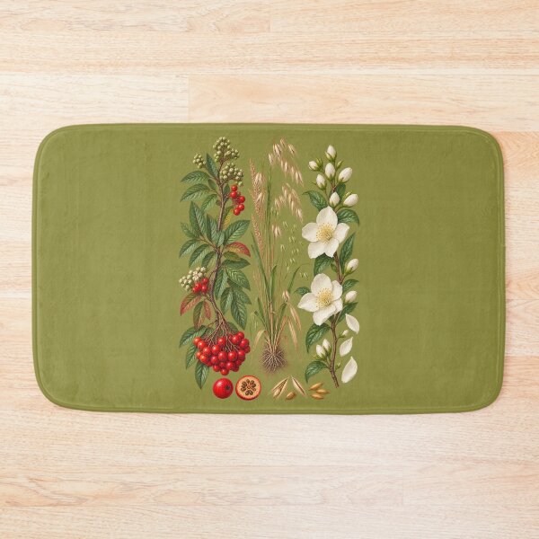 Item preview, Rowan Berries, Wild Oats and Jasmine Vintage Botanical Specimen Plate designed and sold by Anyshca.