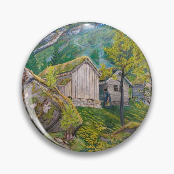 Item preview, Yellow buttercup blossoms, Spring Mood by Old Cotter's Farm alpine landscape fine art print painting by Nikolai Astrup designed and sold by Jéanpaul  Ferro.