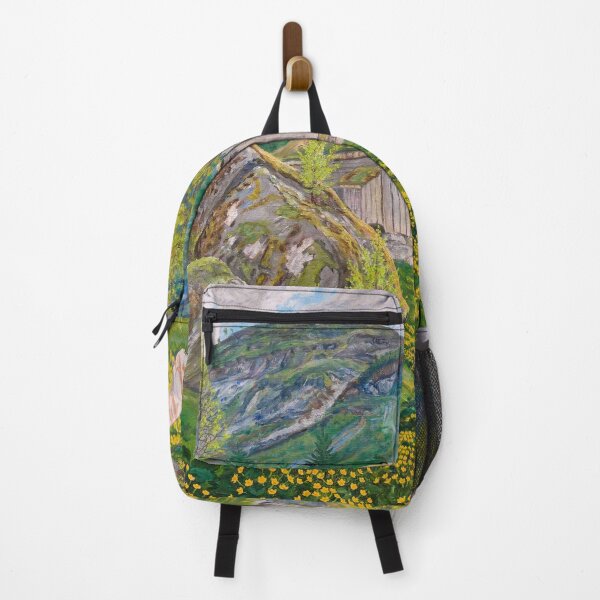 Item preview, Yellow buttercup blossoms, Spring Mood by Old Cotter's Farm alpine landscape fine art print painting by Nikolai Astrup designed and sold by Jéanpaul Ferro.
